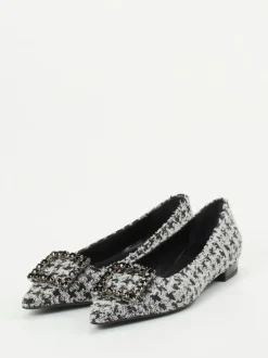 Konstantin Starke – Ballerinas aus Bouclé-Textil hellgrau