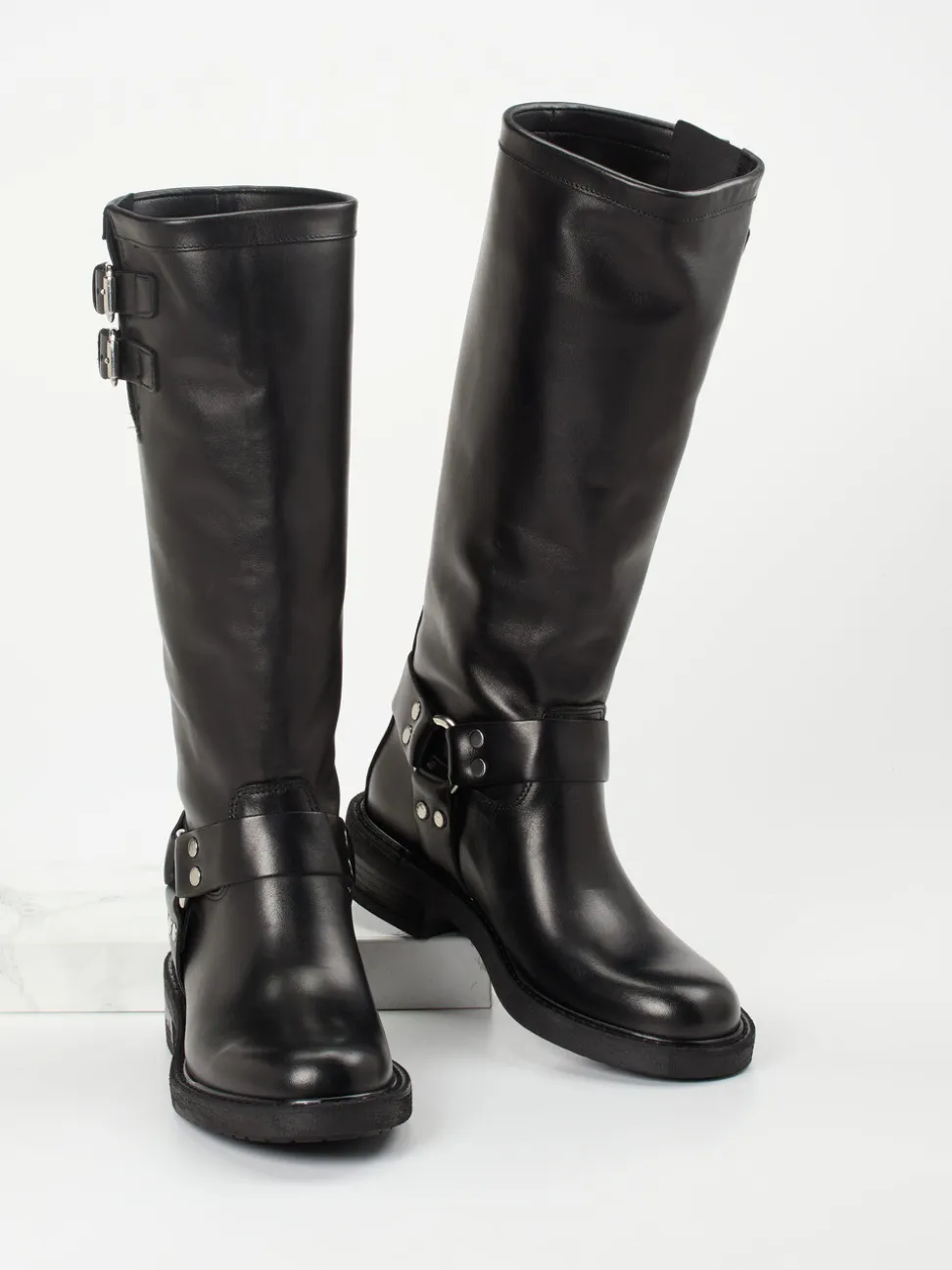 Konstantin Starke – Biker Boots aus Kalbleder schwarz