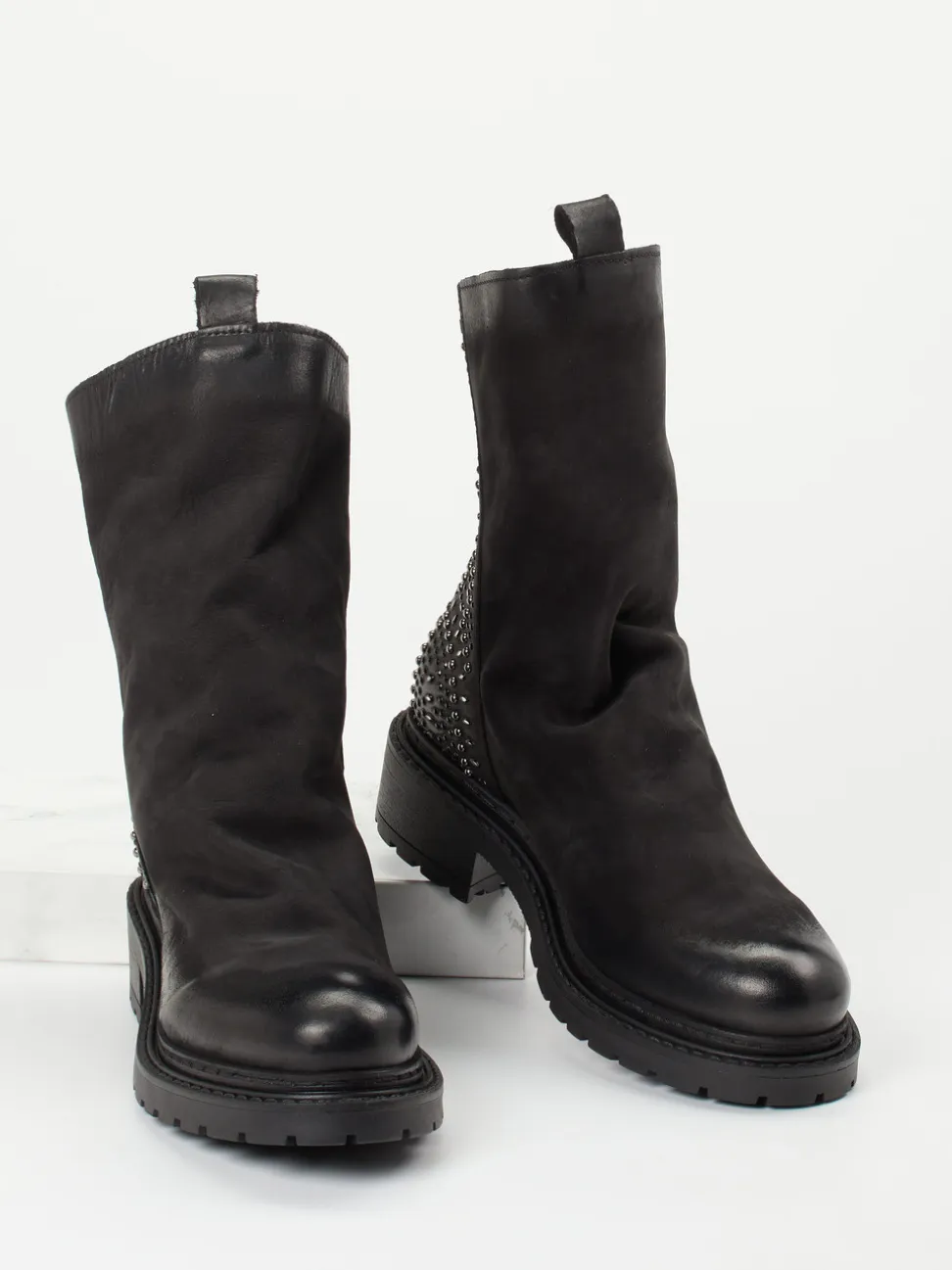 Konstantin Starke – Biker Boots aus Nubukleder schwarz