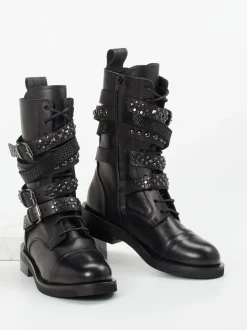 Konstantin Starke – Biker Boots aus Kalbleder schwarz