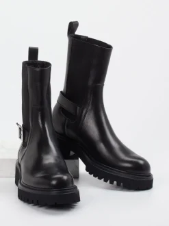 Konstantin Starke – Biker Boots aus Kalbleder schwarz