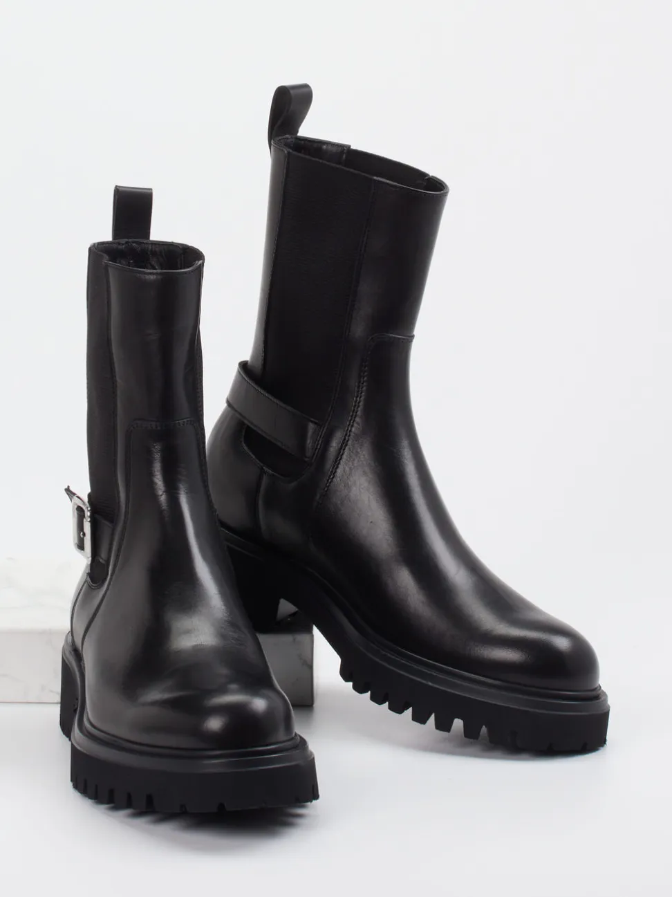 Konstantin Starke – Biker Boots aus Kalbleder schwarz