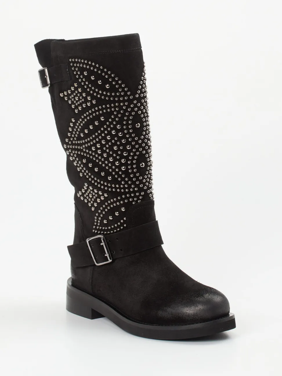 Konstantin Starke – Biker Boots aus Veloursleder schwarz