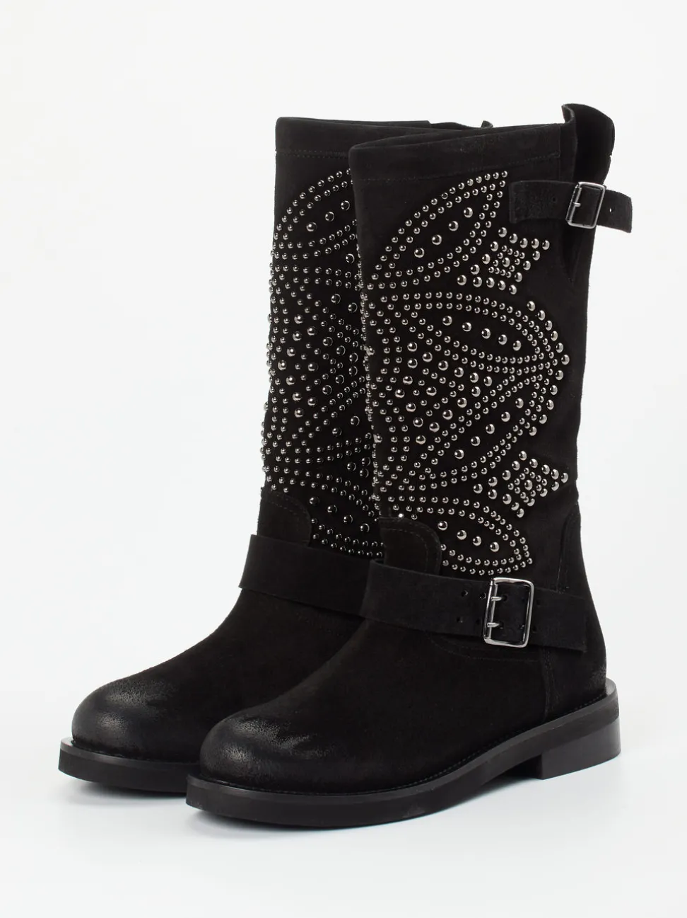 Konstantin Starke – Biker Boots aus Veloursleder schwarz
