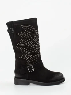 Konstantin Starke – Biker Boots aus Veloursleder schwarz