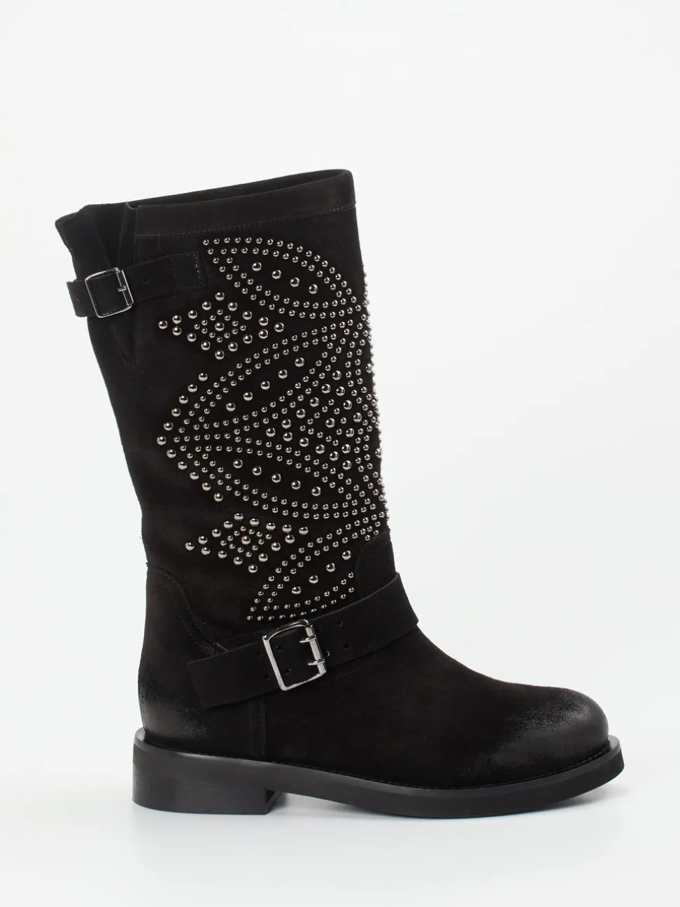 Konstantin Starke – Biker Boots aus Veloursleder schwarz