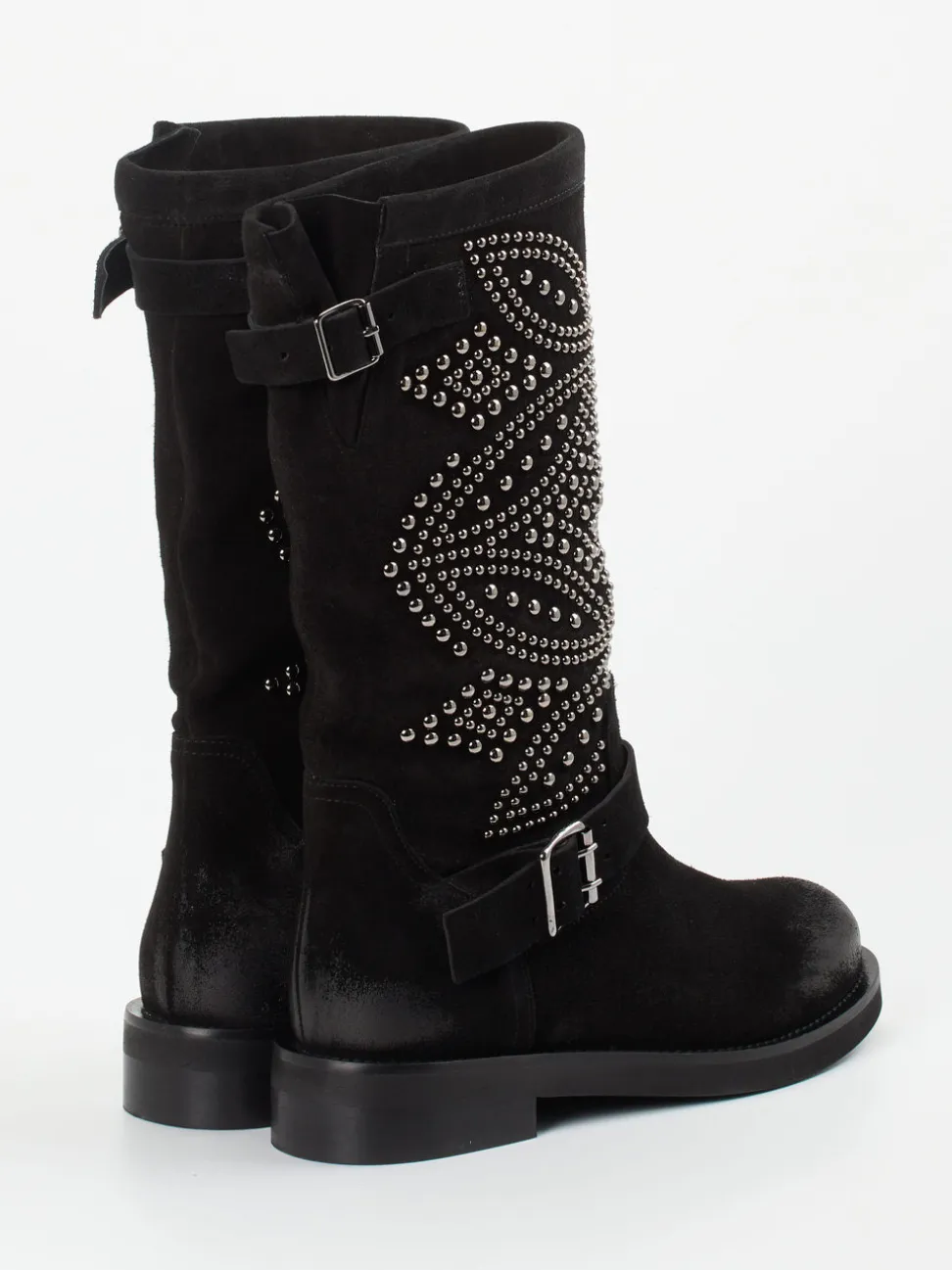 Konstantin Starke – Biker Boots aus Veloursleder schwarz