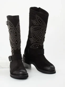 Konstantin Starke – Biker Boots aus Veloursleder schwarz