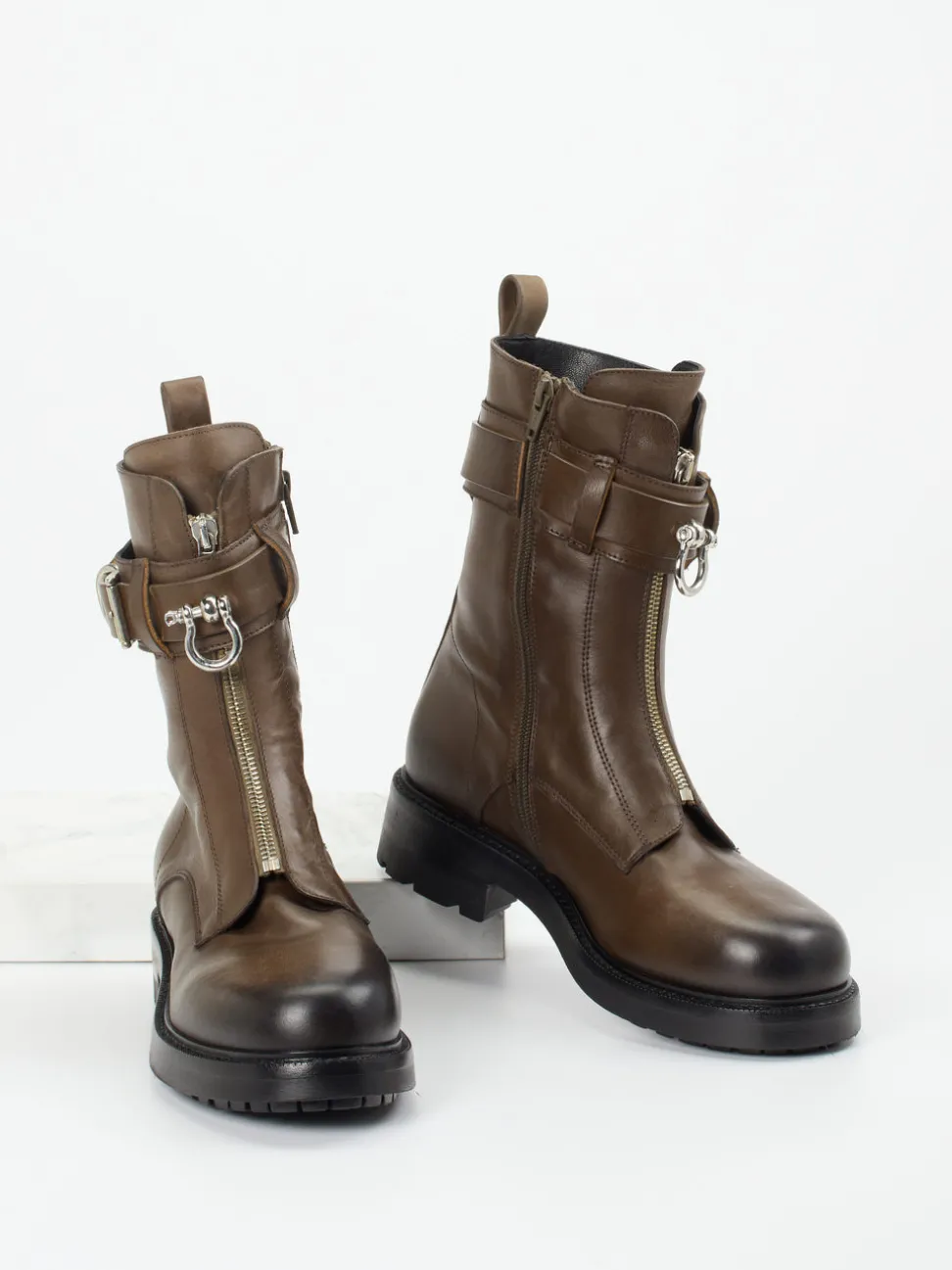 Konstantin Starke – Biker-Stiefelette aus Kalbleder braun