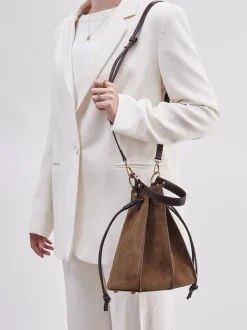 Konstantin Starke – Bucket Bag aus Veloursleder braun