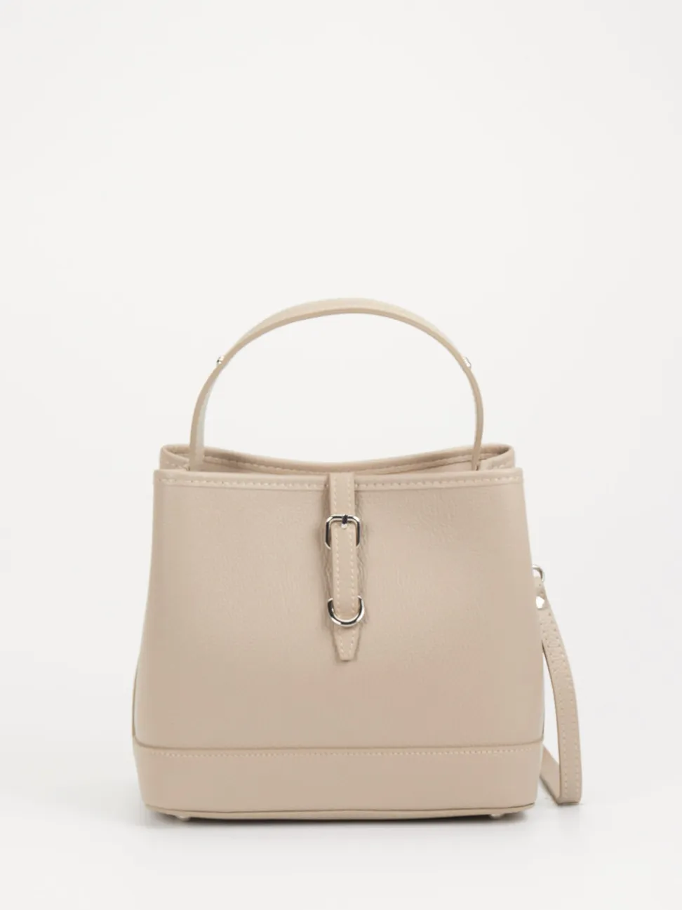 Konstantin Starke – Bucket Bag aus Kalbleder Beigegrau