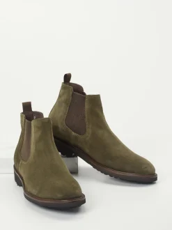 Konstantin Starke – Chelsea Boots aus Veloursleder grün