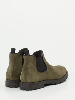 Konstantin Starke – Chelsea Boots aus Veloursleder olivgrün