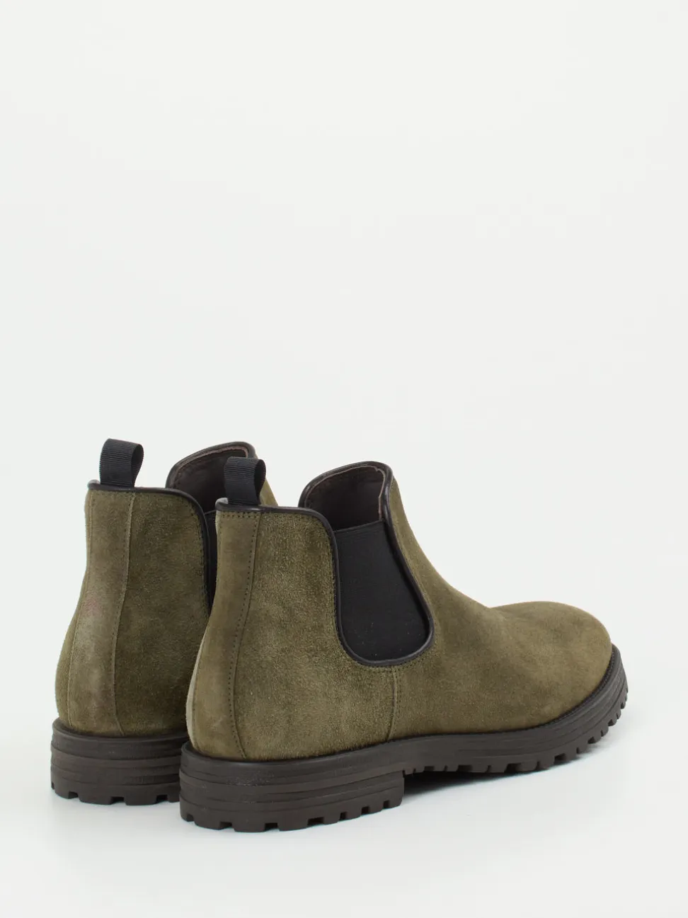 Konstantin Starke – Chelsea Boots aus Veloursleder olivgrün
