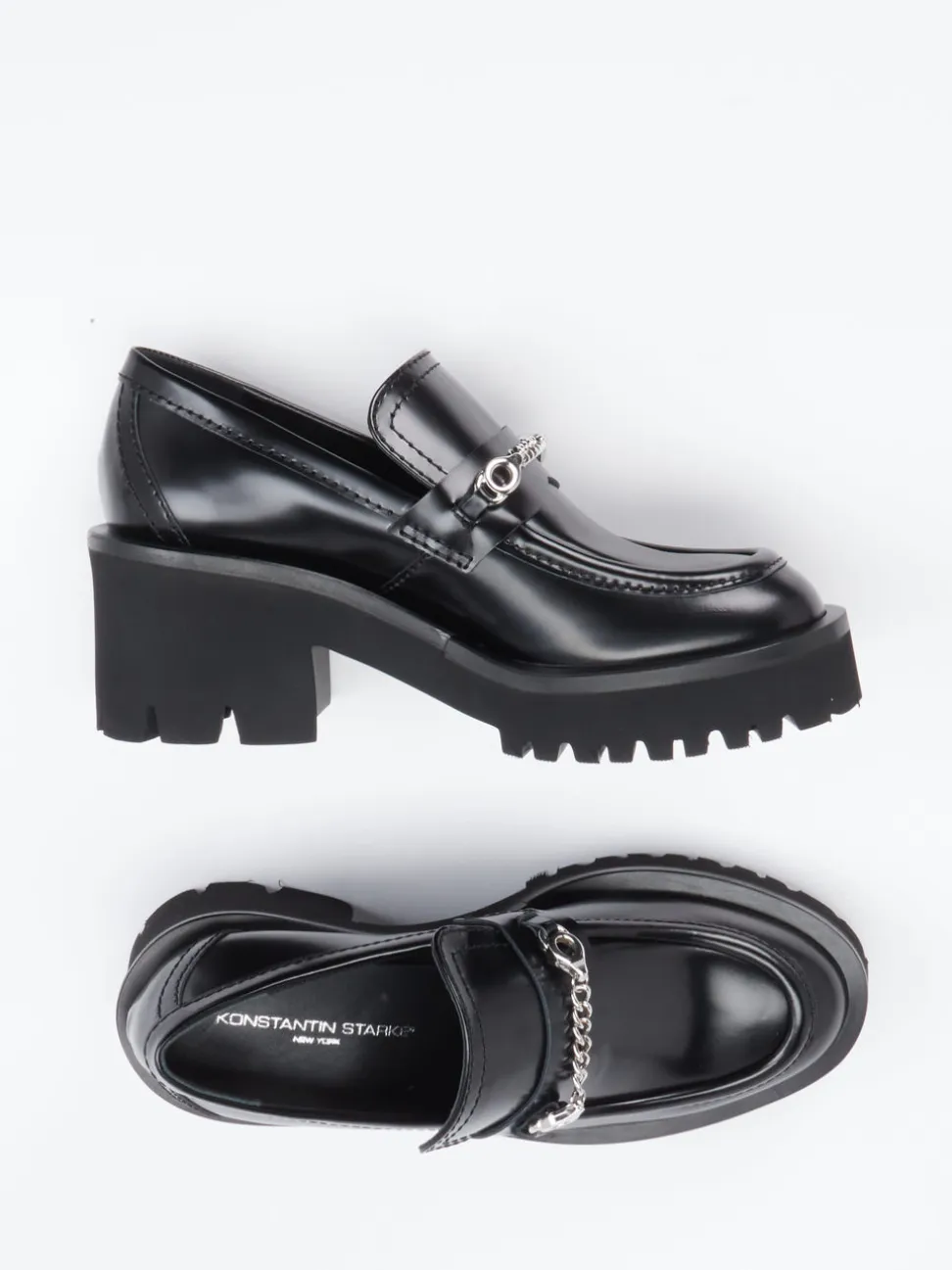 Konstantin Starke – Chunky Loafer aus Hochglanzleder Schwarz