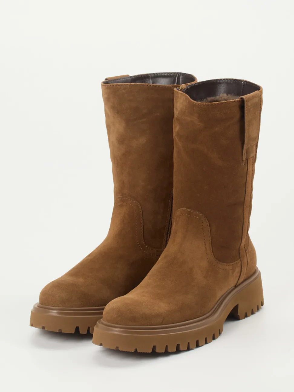 Konstantin Starke – Chunky Boots aus Veloursleder Braun
