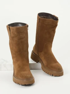 Konstantin Starke – Chunky Boots aus Veloursleder Braun