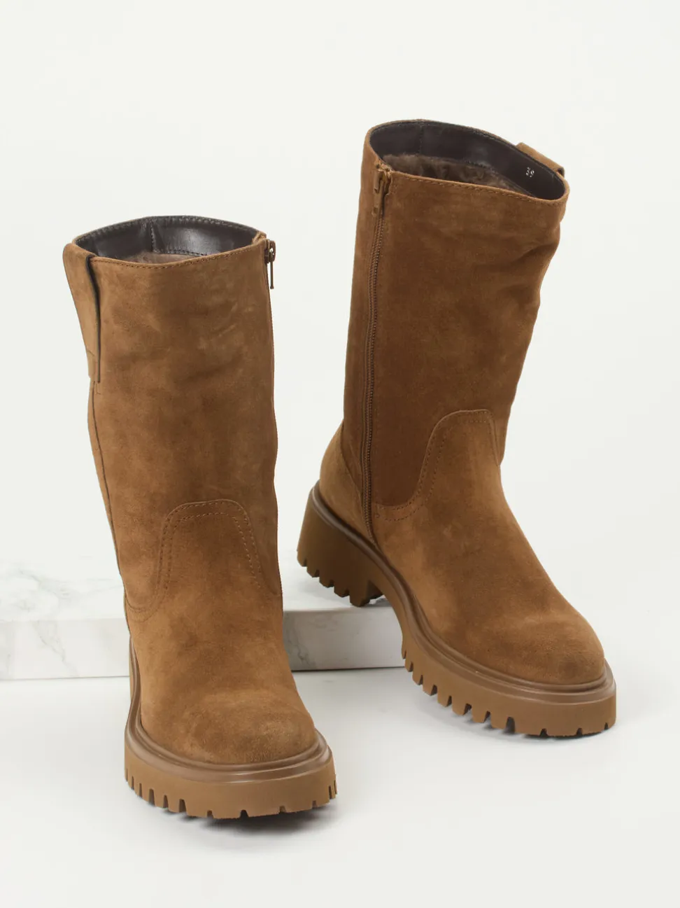 Konstantin Starke – Chunky Boots aus Veloursleder Braun