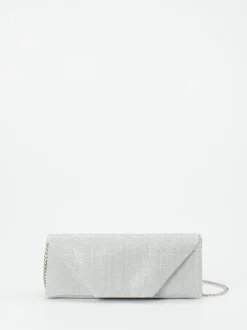 Konstantin Starke – Clutch aus Metallic-Textil silber