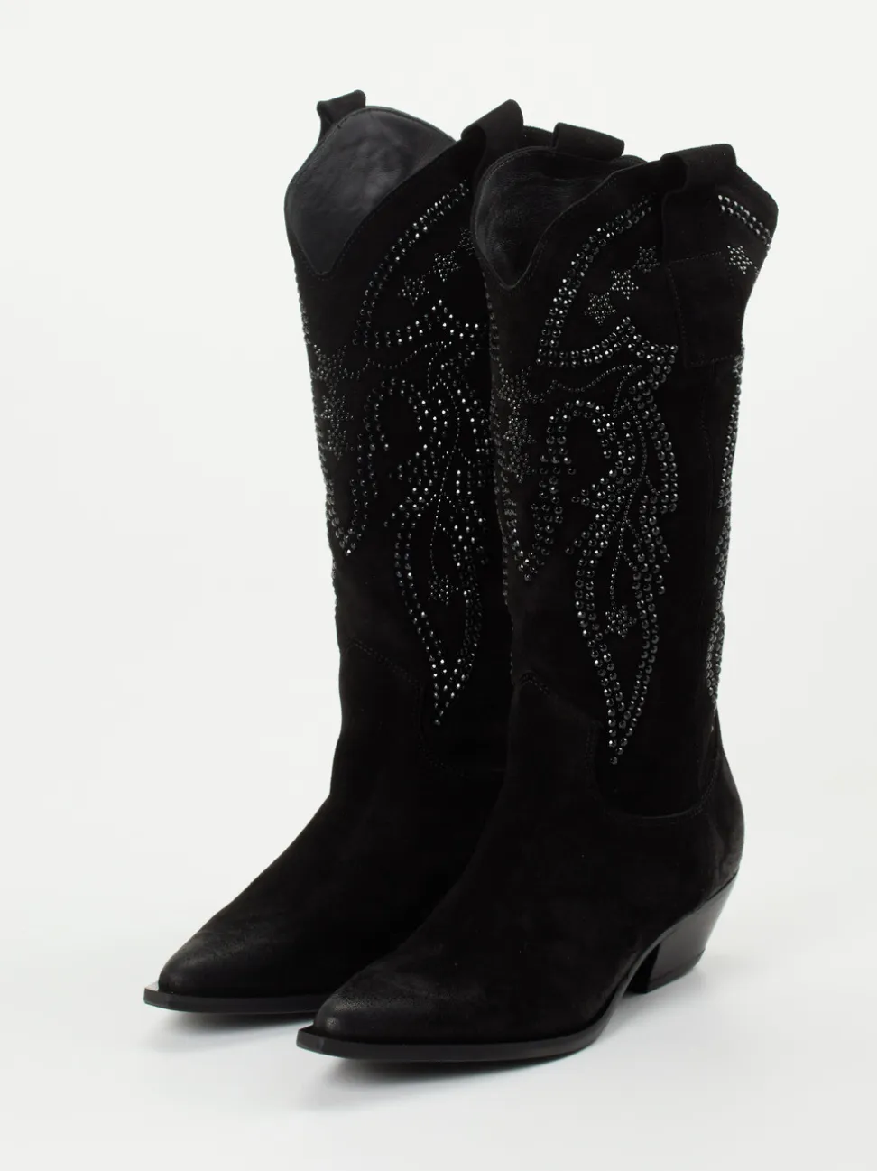 Konstantin Starke – Cowboyboots aus Veloursleder schwarz