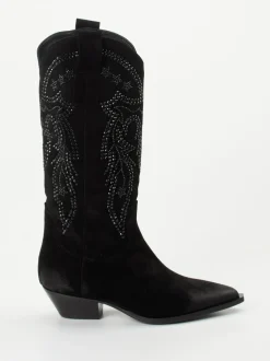 Konstantin Starke – Cowboyboots aus Veloursleder schwarz