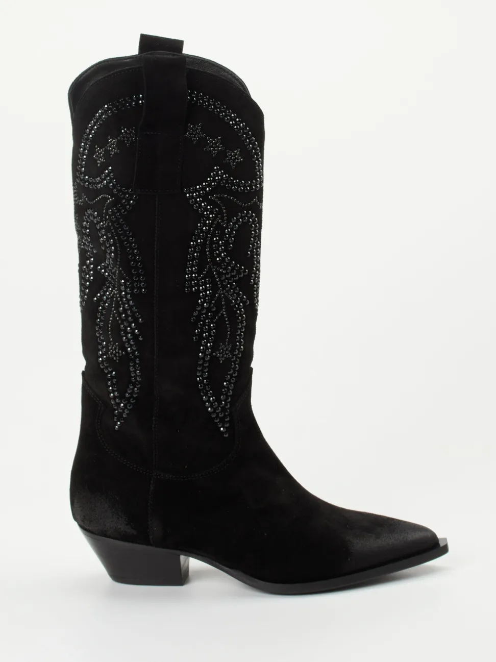 Konstantin Starke – Cowboyboots aus Veloursleder schwarz
