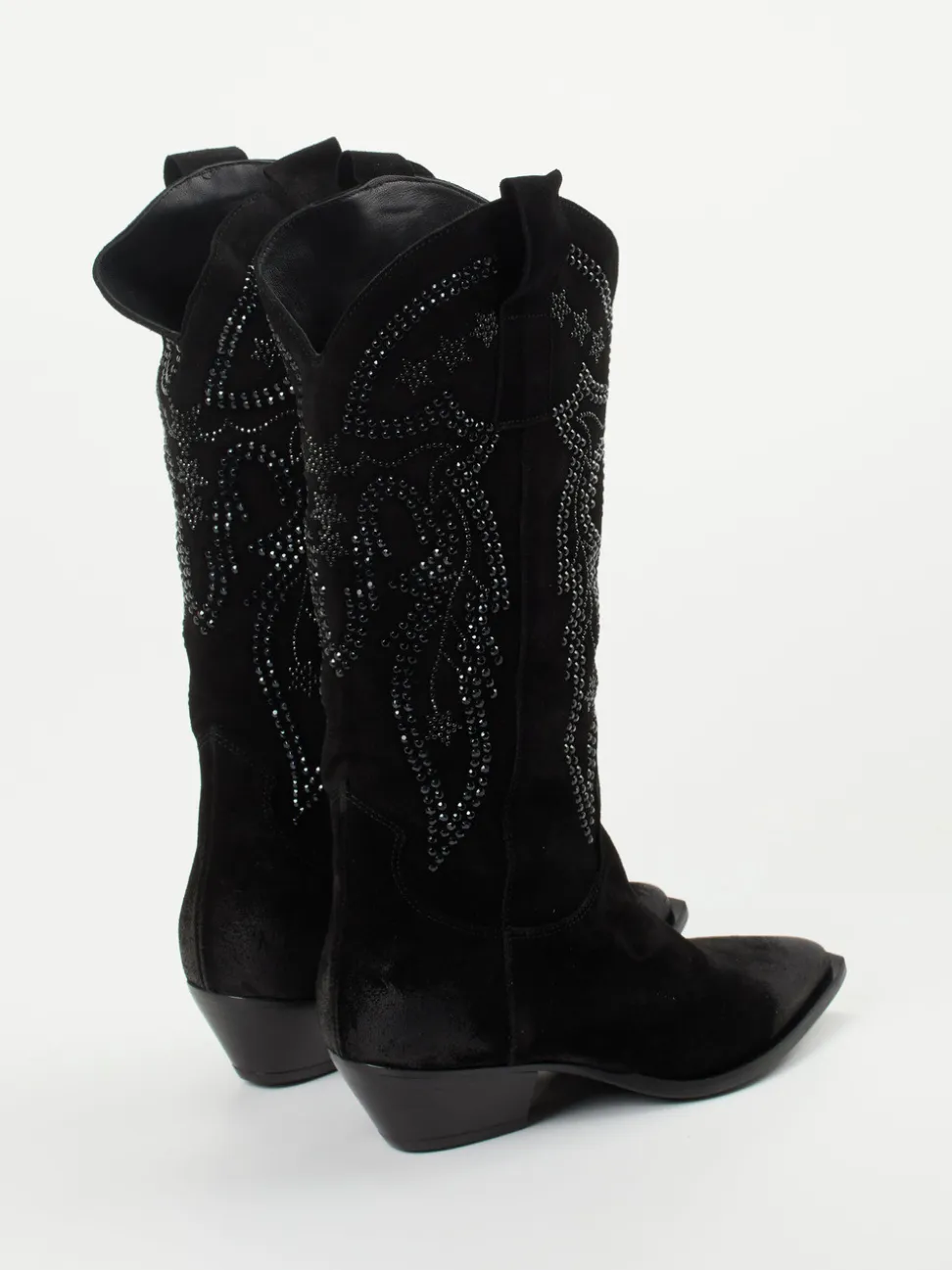 Konstantin Starke – Cowboyboots aus Veloursleder schwarz