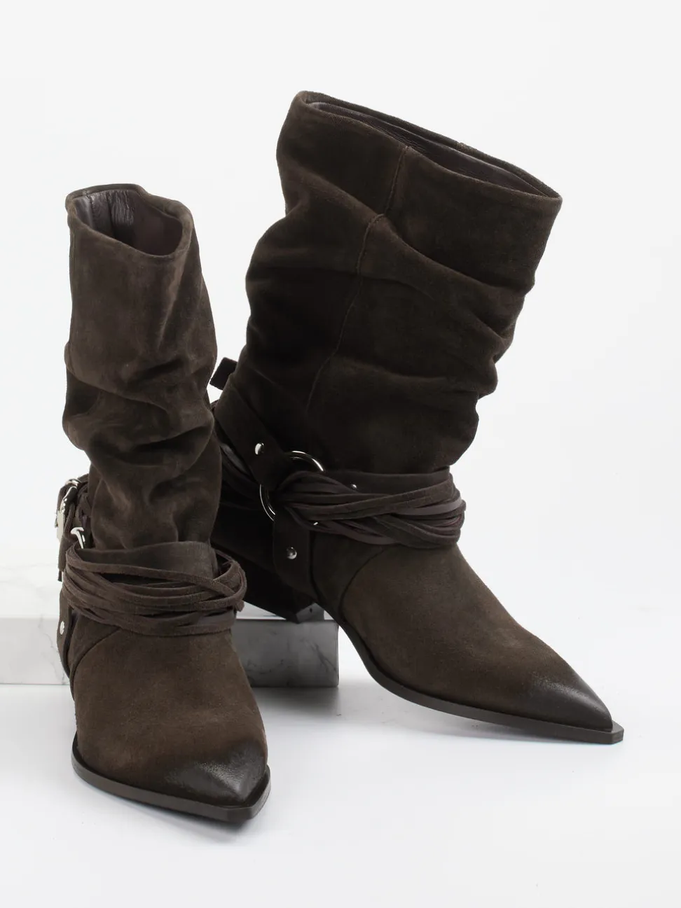 Konstantin Starke – Cowboyboots aus Veloursleder braun