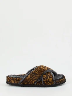 Konstantin Starke – Fellpantoletten aus Fell Leoprint