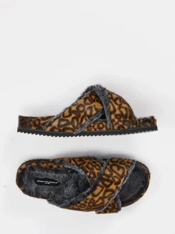 Konstantin Starke – Fellpantoletten aus Fell Leoprint
