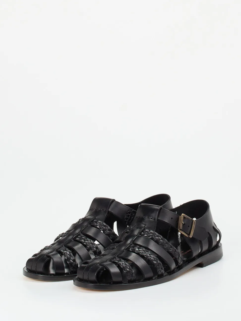 Konstantin Starke – Fischersandalen aus Kalbleder schwarz