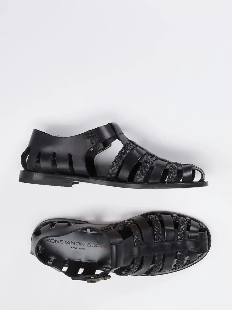 Konstantin Starke – Fischersandalen aus Kalbleder schwarz