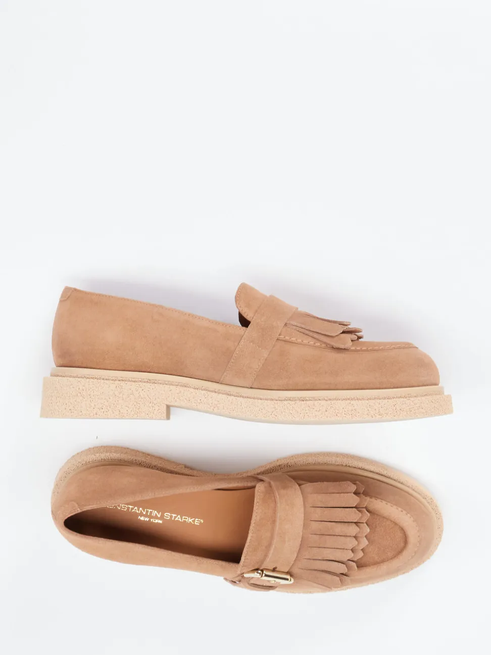Konstantin Starke – Fransen-Loafer aus Veloursleder Sandbeige