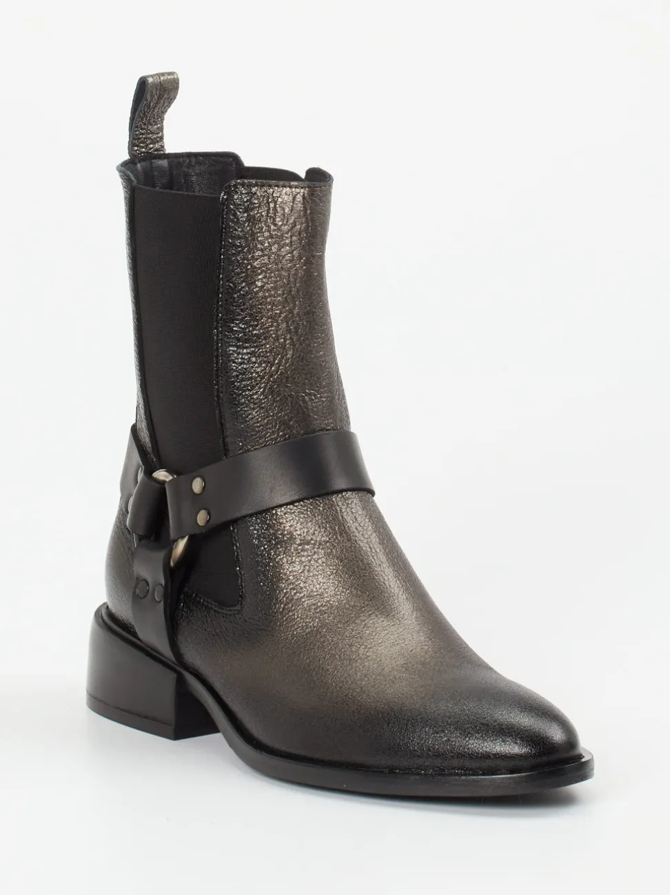 Konstantin Starke – Harness-Stiefelette aus Kalbleder schwarz