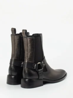 Konstantin Starke – Harness-Stiefelette aus Kalbleder schwarz