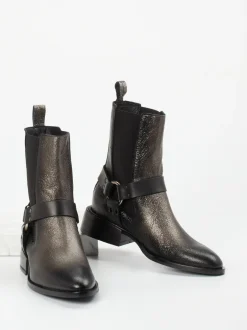 Konstantin Starke – Harness-Stiefelette aus Kalbleder schwarz