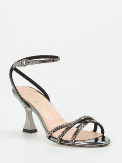 Konstantin Starke – High Heel Sandale aus Metallicleder anthrazit