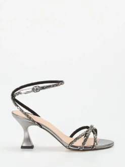Konstantin Starke – High Heel Sandale aus Metallicleder anthrazit