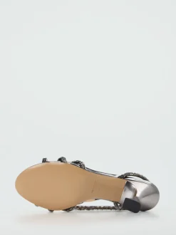 Konstantin Starke – High Heel Sandale aus Metallicleder anthrazit