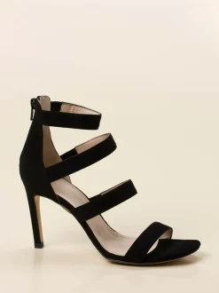 Konstantin Starke – High Heel Sandalen aus Veloursleder schwarz