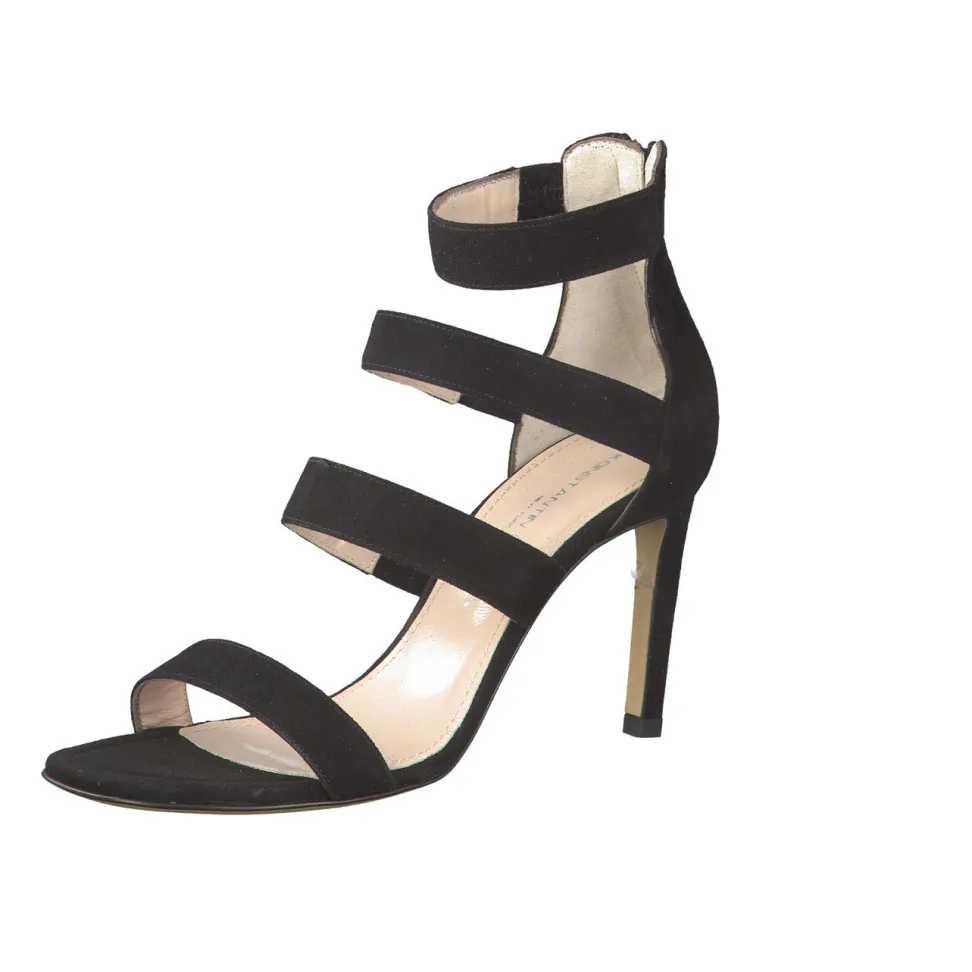 Konstantin Starke – High Heel Sandalen aus Veloursleder schwarz