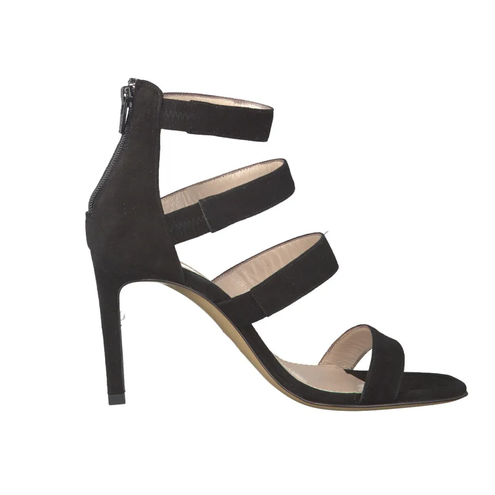 Konstantin Starke – High Heel Sandalen aus Veloursleder schwarz