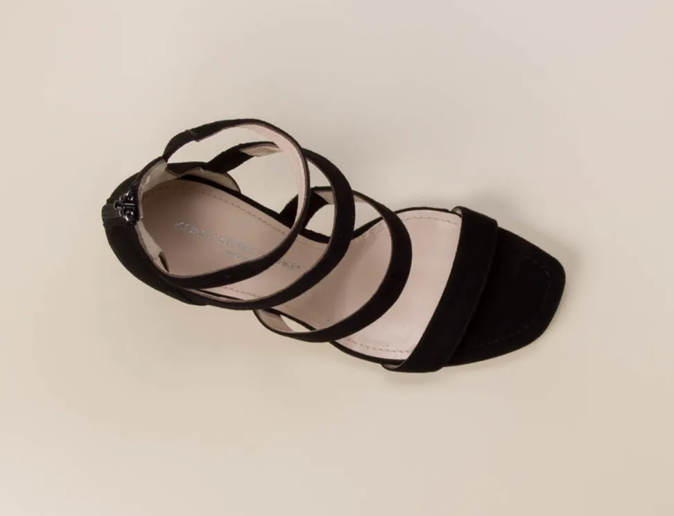 Konstantin Starke – High Heel Sandalen aus Veloursleder schwarz