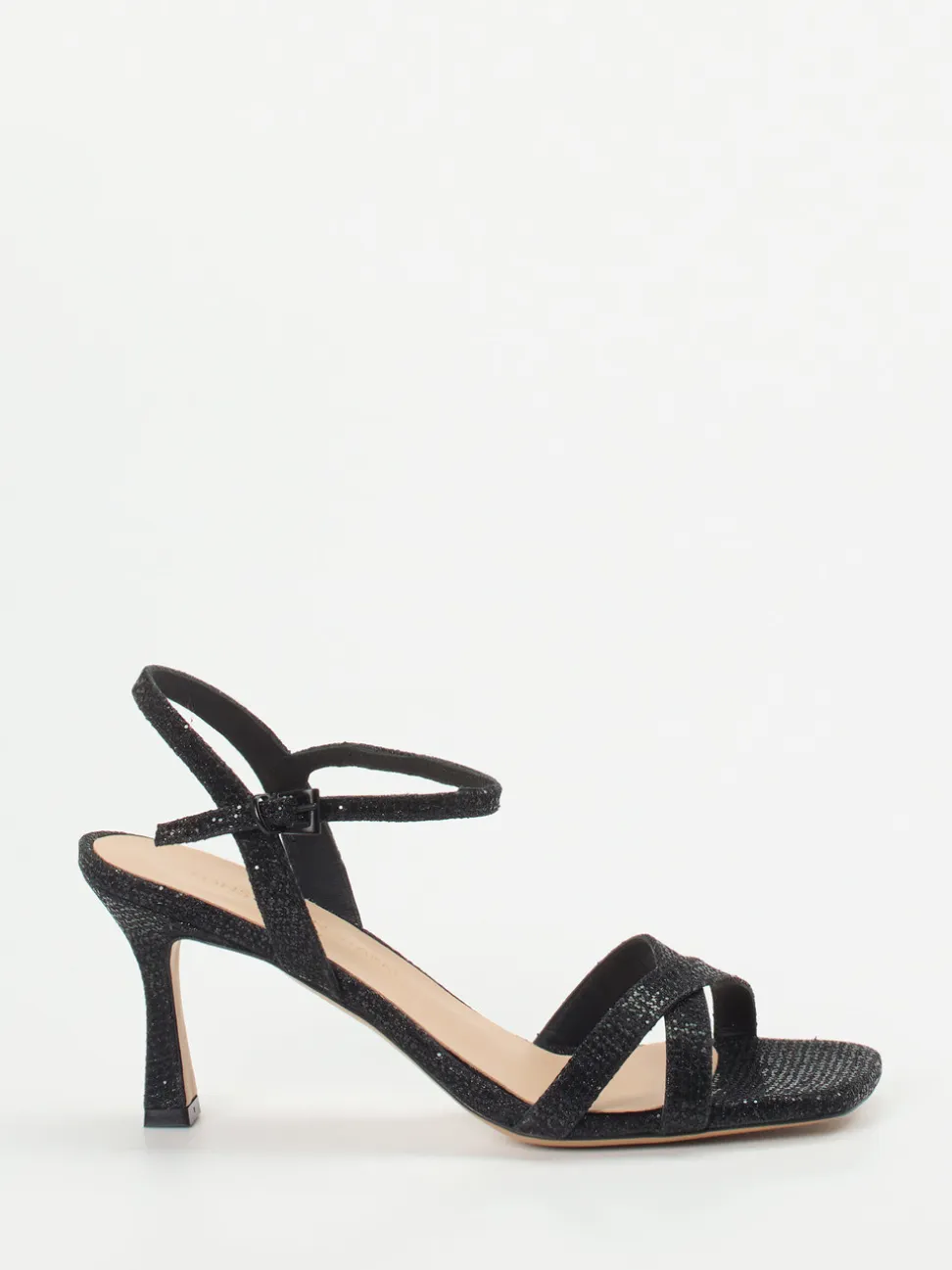 Konstantin Starke – High Heel Sandaletten aus Metallicleder schwarz