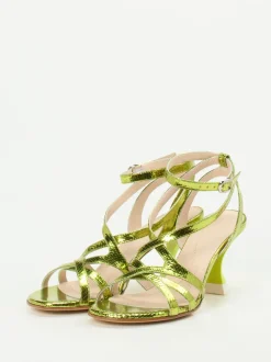 Konstantin Starke – High Heel Sandalen aus Metallicleder