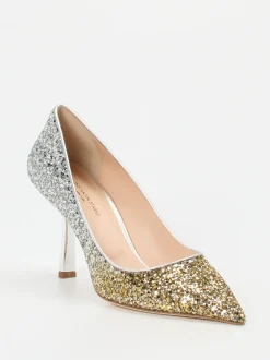 Konstantin Starke – High Heels aus Metallic-Glitzertextil Gold