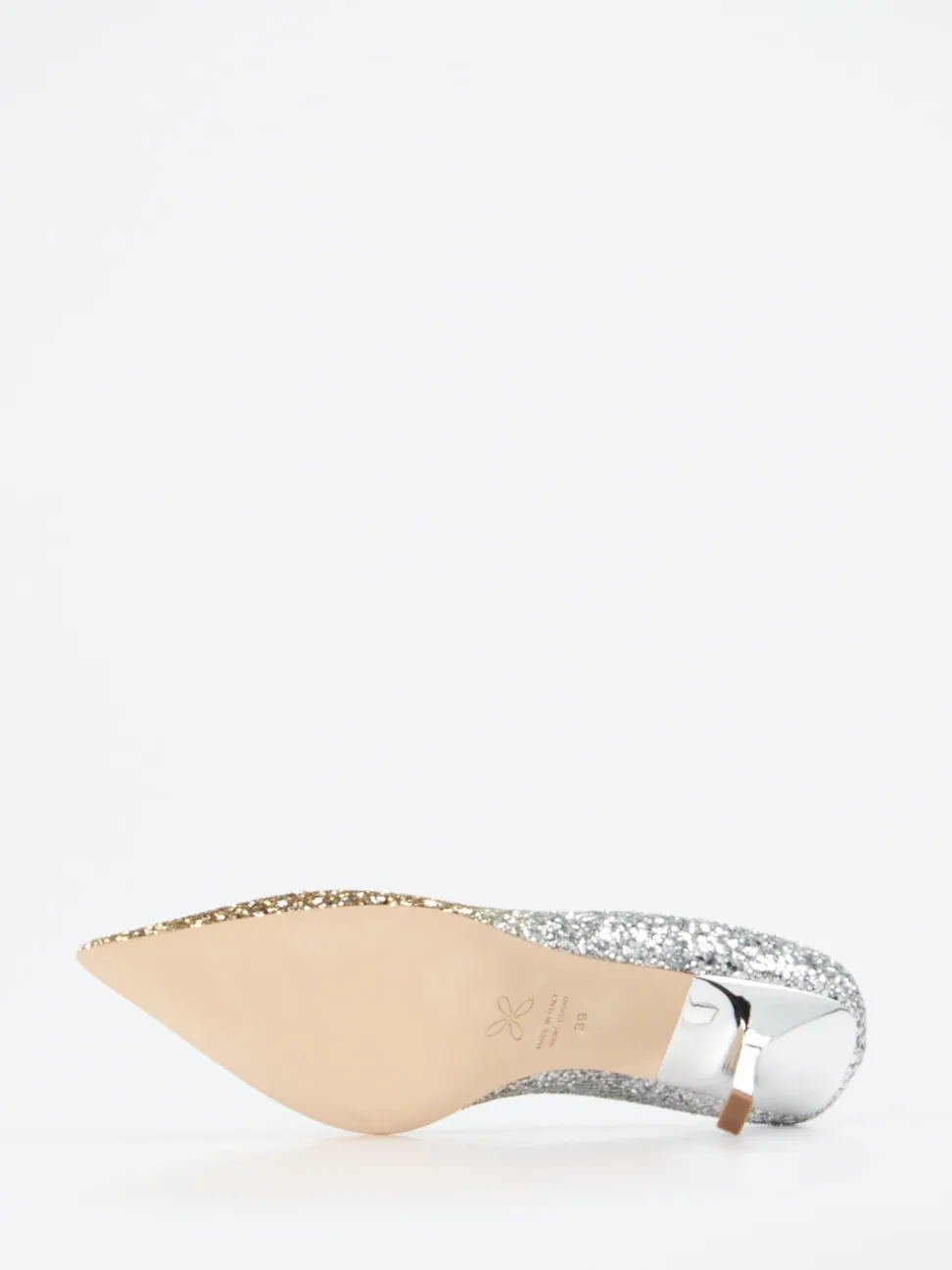 Konstantin Starke – High Heels aus Metallic-Glitzertextil Gold