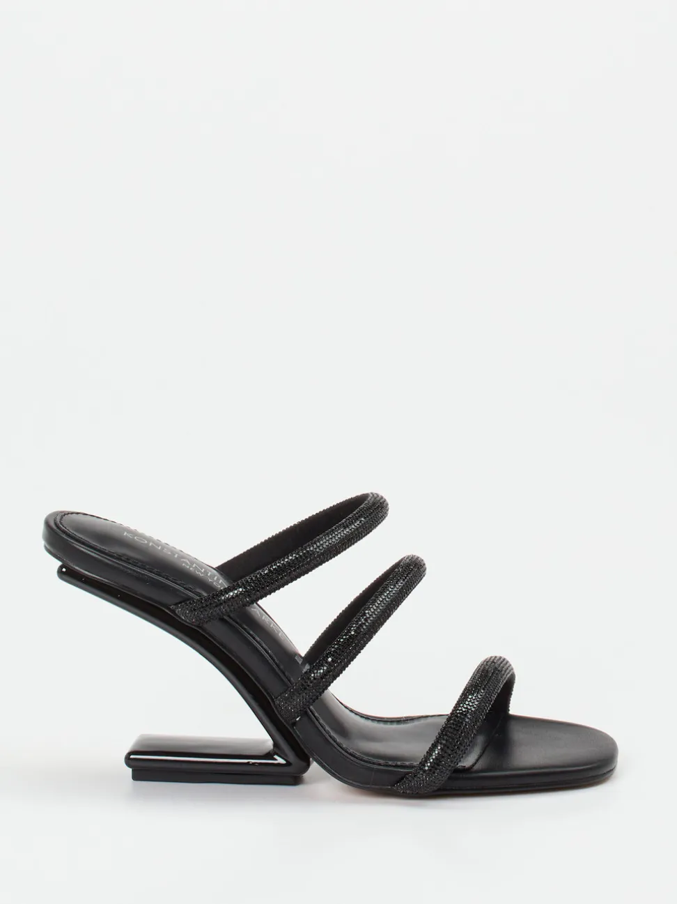 Konstantin Starke – High Heel Mules aus Metallicleder Schwarz