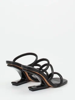 Konstantin Starke – High Heel Mules aus Metallicleder Schwarz