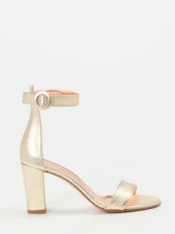 Konstantin Starke – High Heel Sandale aus Veloursleder Gold